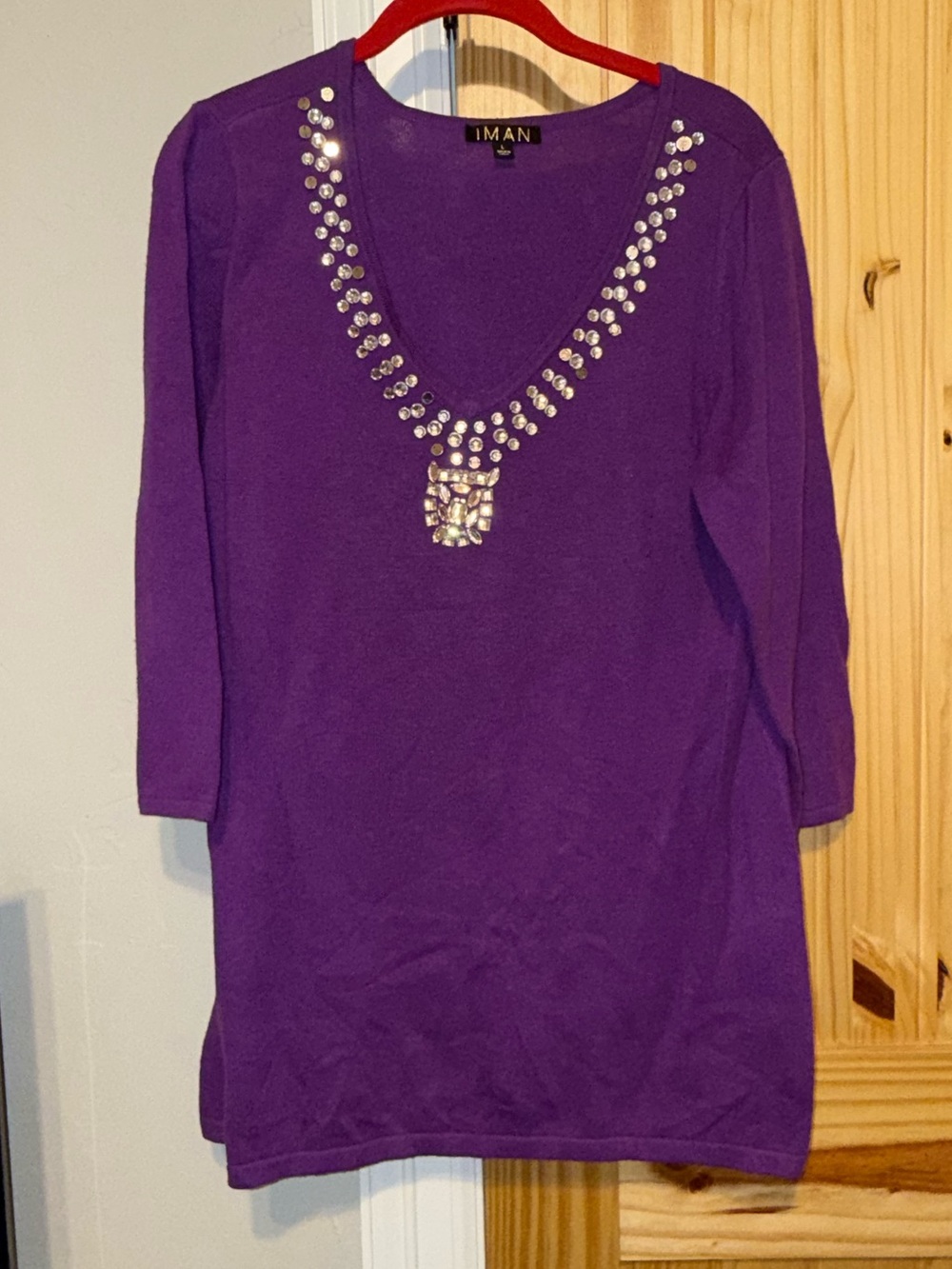 IMAN Purple V neck Sweater